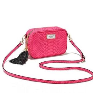Victoria's Secret Bright Pink Crossbody Camera Bag with Tassel